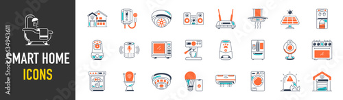 Smart home icon set. Collection of smart house with automation control system vector illustration. Technology concept.
