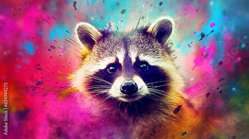 Painted animal with paint splash painting technique on Generative Ai © Lucky