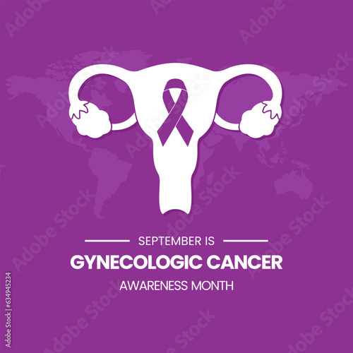 Vector illustration of ovaries and world map silhouette icon suitable for Gynecologic Cancer Awareness Month