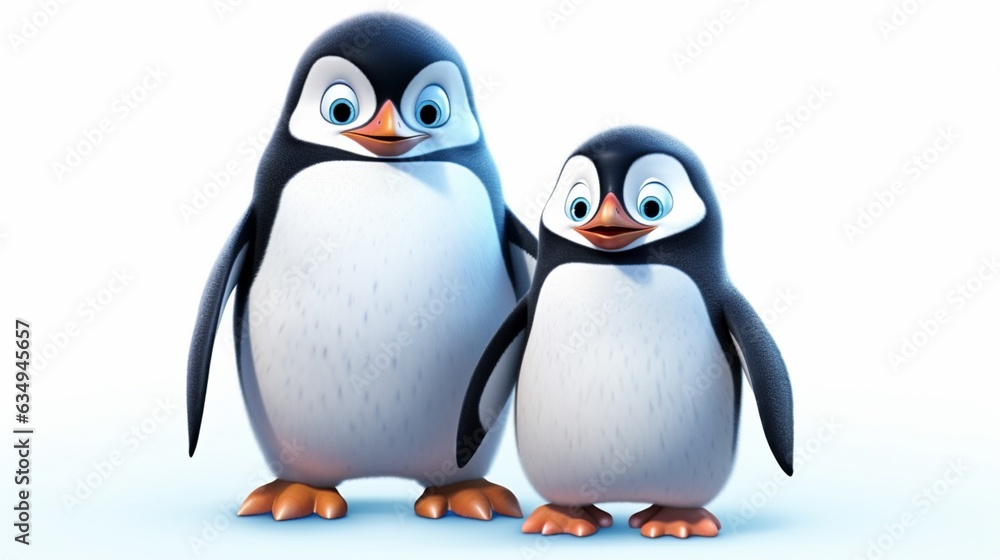Obraz premium Winter penguin clipart 8k UHD Generative Ai