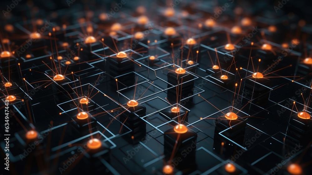 A bunch of orange lights that are on a black surface. Generative AI. A bunch of orange lights that are on a black surface. Generative AI.