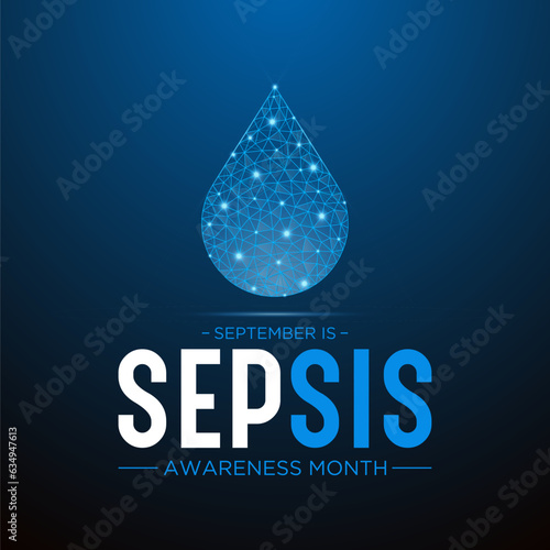 Sepsis awareness month is observed every year in september. September is sepsis awareness month. Low poly style design. Vector template for banner, greeting card, poster with geometric background.