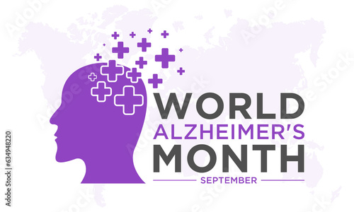World alzheimer's month is observed every year in september. September is world alzheimer's month. Vector template for banner, greeting card, poster with background. Vector illustration.