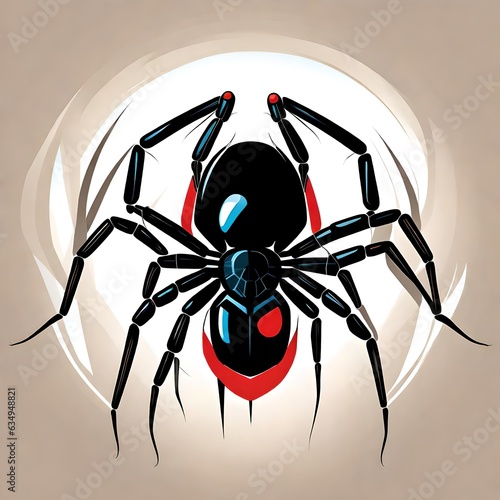A logo for a business or sports team featuring a black widow spider that is suitable for a t-shirt graphic.