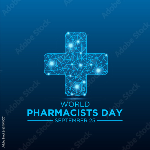 World pharmacists day on september 25 is a celebration of every pharmacist, pharmaceutical scientist. Low poly style design. Geometric background. Isolated vector illustration.