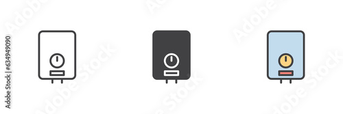 Electric water heater different style icon set