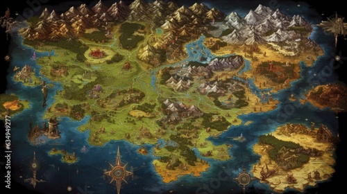 fantasy map by Frank Frazetta.Generative AI