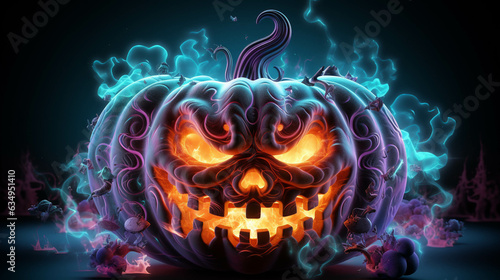 halloween pumpkin, background with fire, halloween jack o lantern