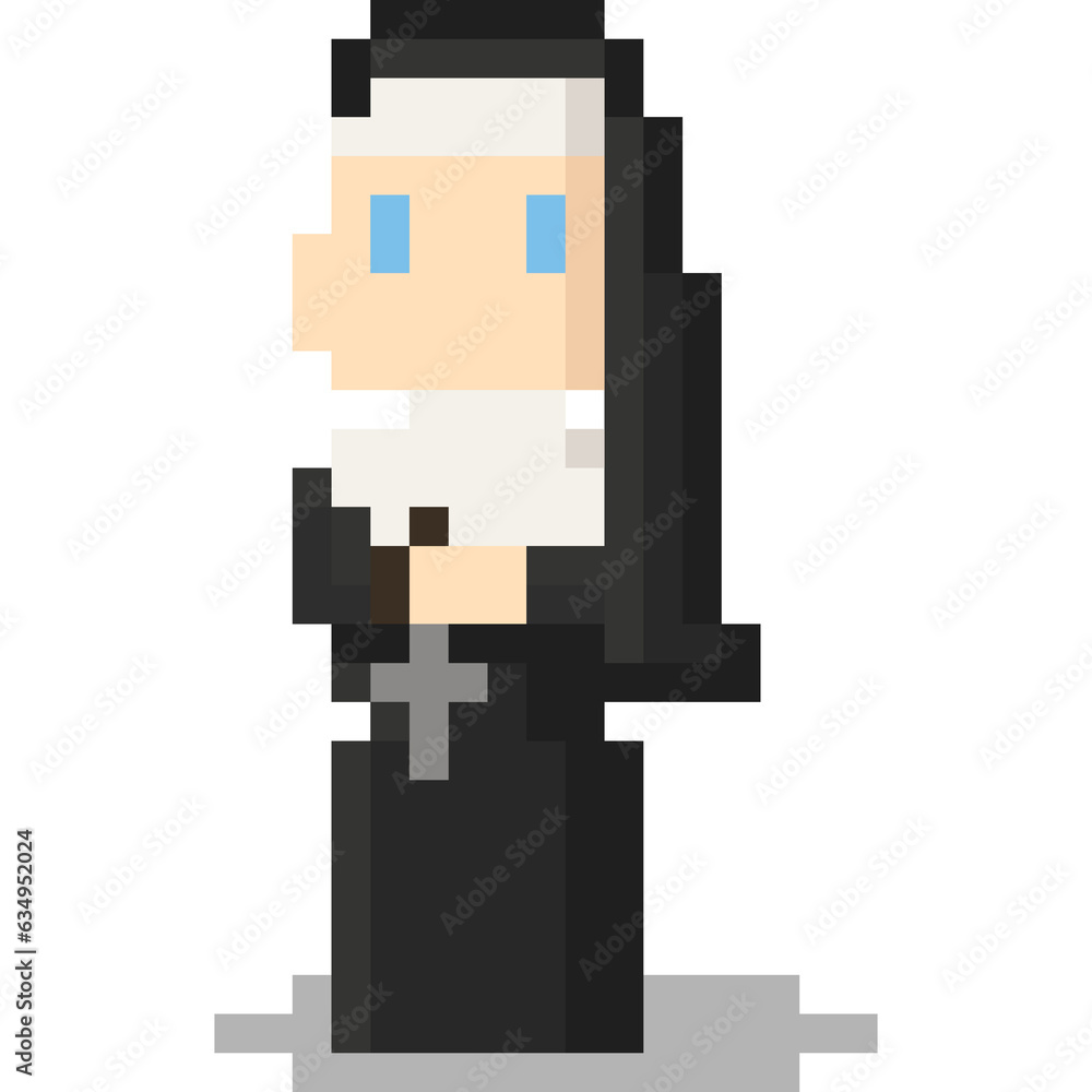 Pixel art nun character 2