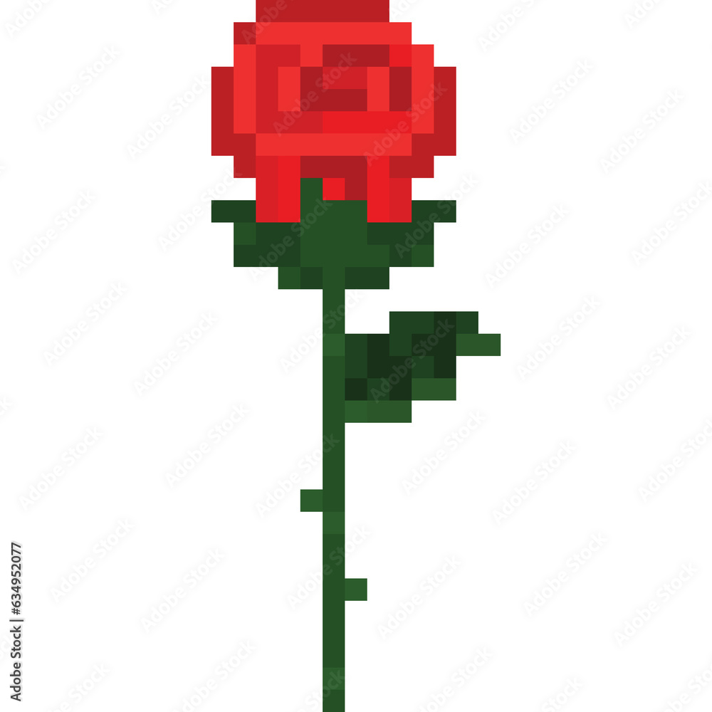Fototapeta premium Pixel art red rose icon