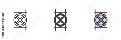 Water pipeline valve different style icon set