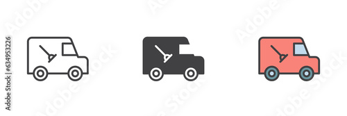 Plumber service truck different style icon set