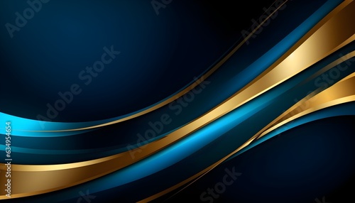 Geschwungener Hintergrund in Gold und Blau (KI-/AI-generiert)