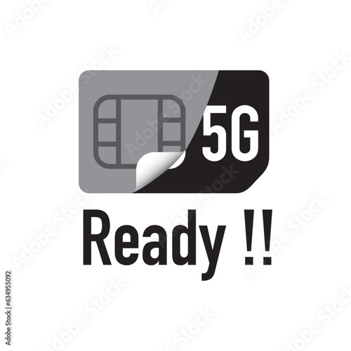 5G ready with sim card logo design icon template. Vector illustration.