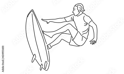 line art of professional surfer vector illustration