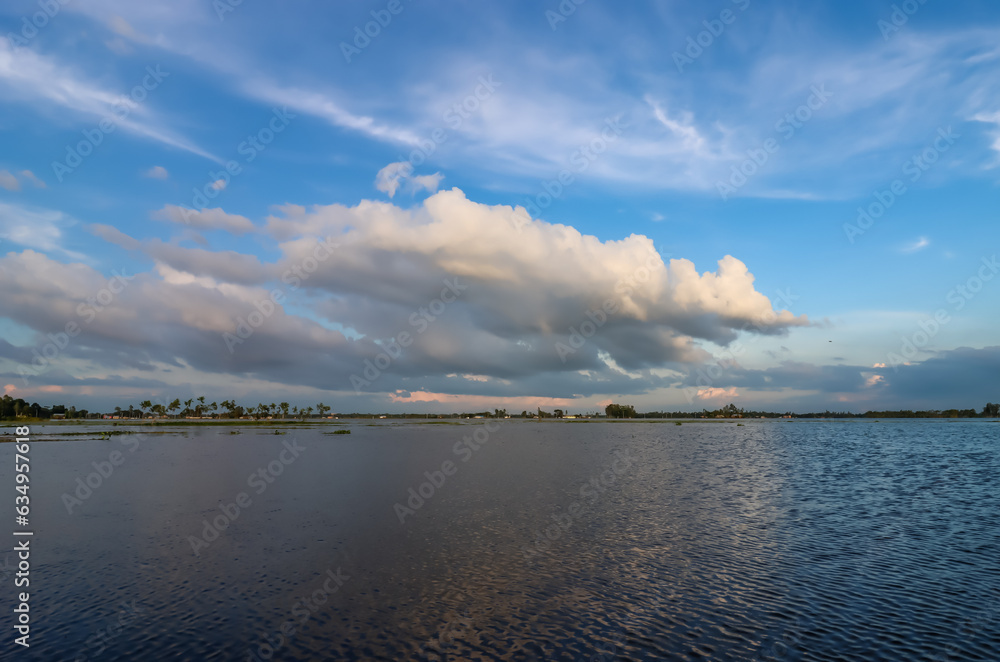 White fluffy cloud with blue sky background at sylhet, Bangladesh