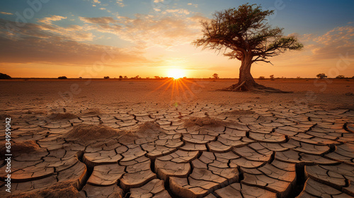 global problem of dry soil, dry and cracked soil, drought