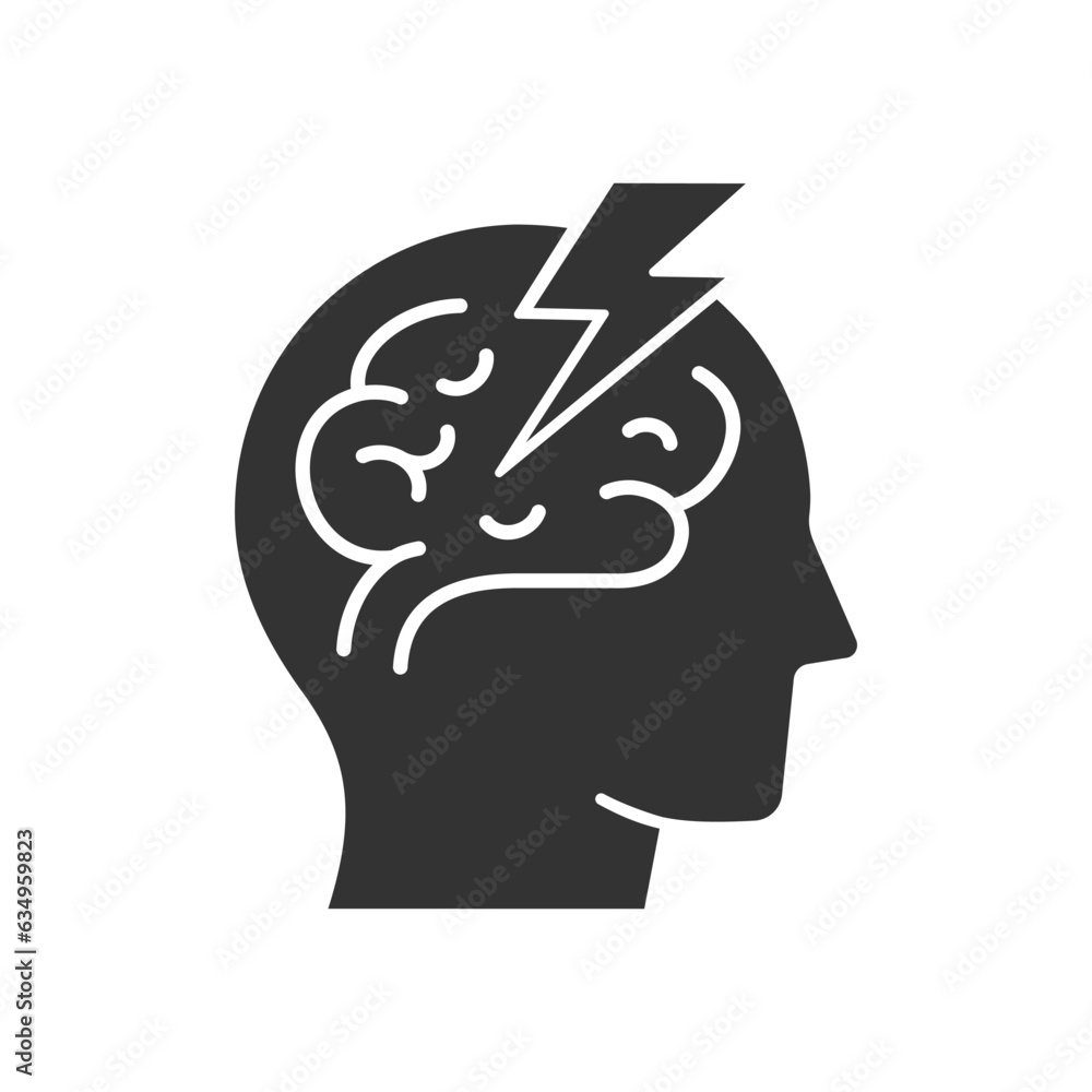 Stroke brain glyph icon. Vector illustration isolated on white. Stroke brain glyph icon. Vector illustration isolated on white.
