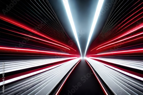 abstract dynamic waves and shining red line, on the luxury black background © Barlian