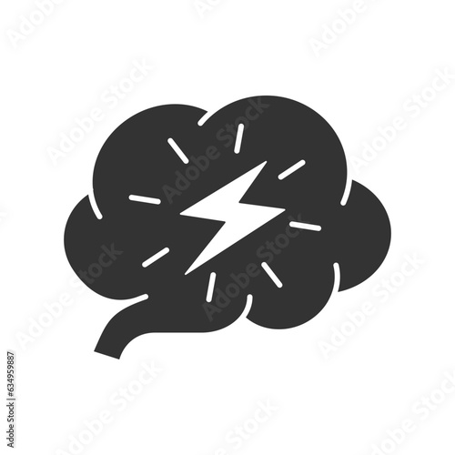 Stroke brain glyph icon on white background. Vector illustration.