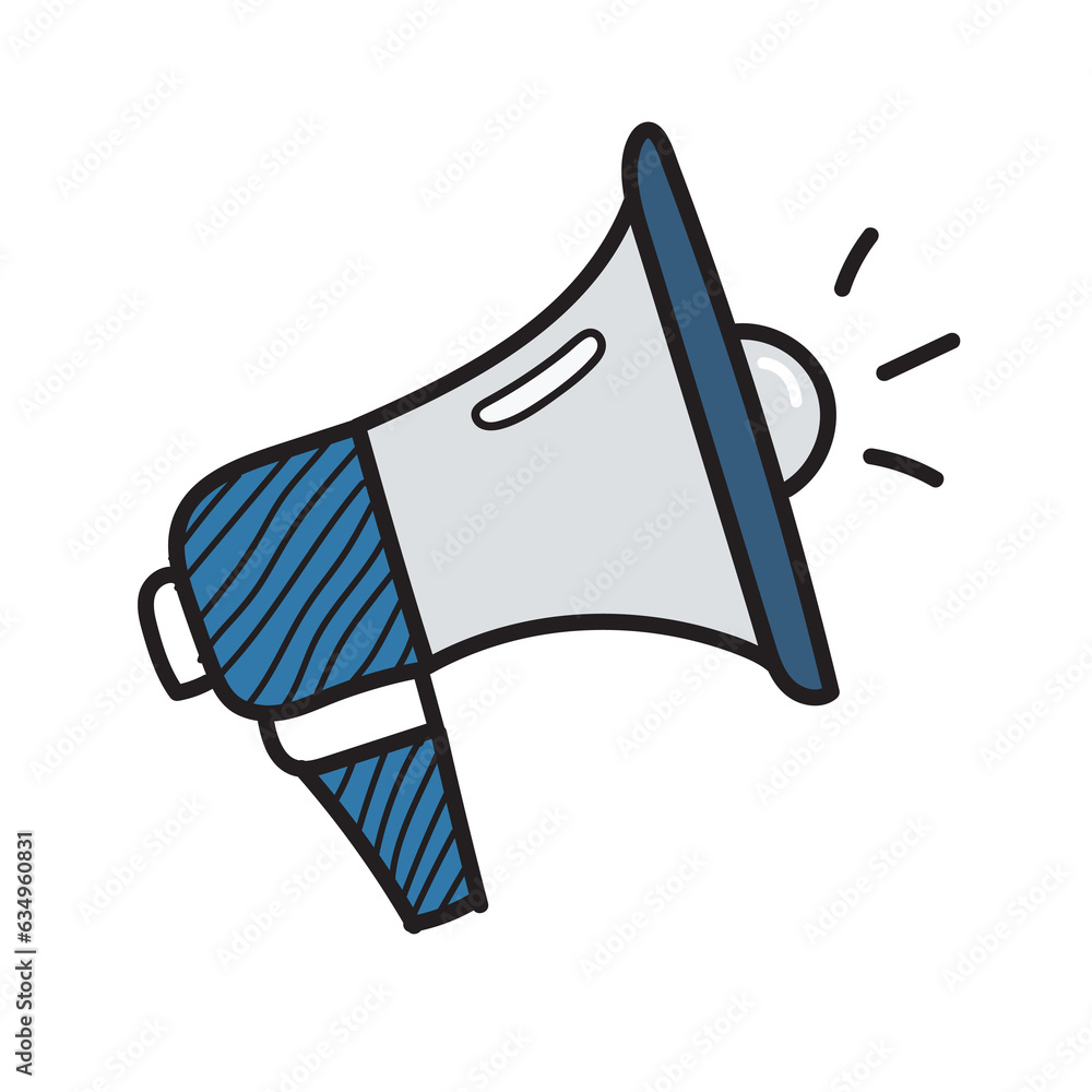Megaphone. Business doodles color hand drawn
