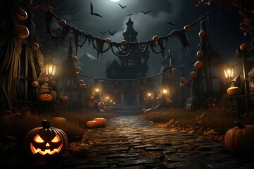 Horror town halloween festival. Generative AI