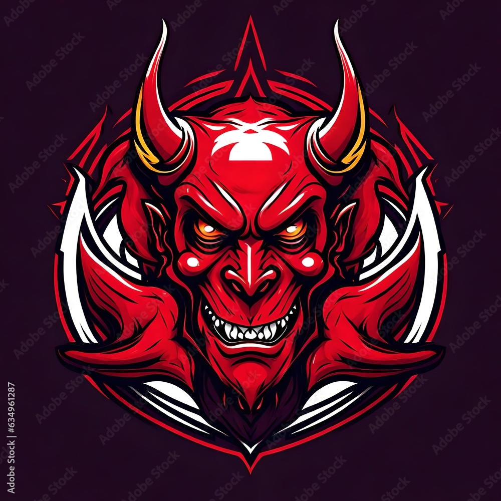 A logo for a business or sports team featuring a devil head
that is suitable for a t-shirt graphic. A logo for a business or sports team featuring a devil head
that is suitable for a t-shirt graphic.