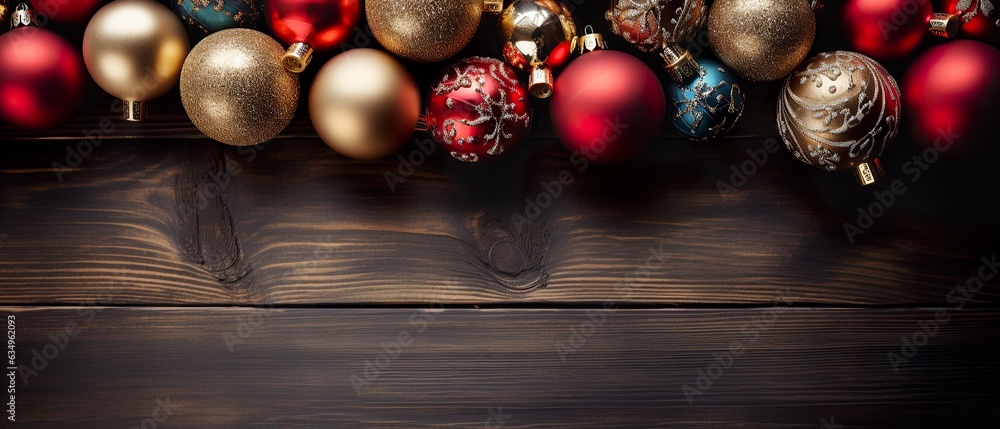 Naklejka premium Rote und Goldene Weihnachtsdekoration Banner