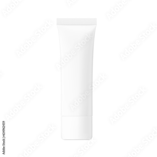 White plastic tube mockup. Vector illustration isolated on white background. Сan be used for cosmetic, medical and other needs. EPS10.