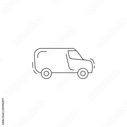 minivan line icon. mini van Delivery Truck thin line icon.