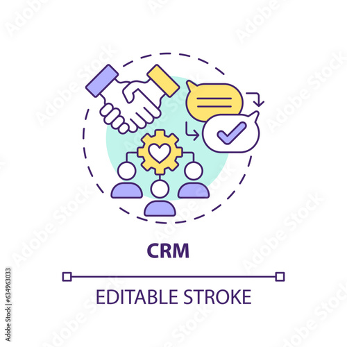 Editable CRM icon concept, isolated vector, enterprise resource planning thin line illustration.