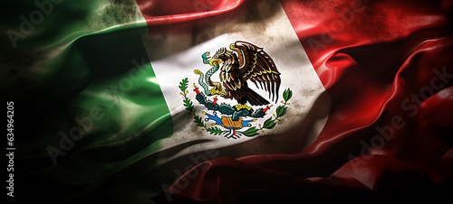 Mexico Day, Mexican flag on a dark background, generative AI