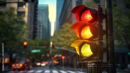 The day of the traffic light, traffic lights on a solid color bright background, generative AI