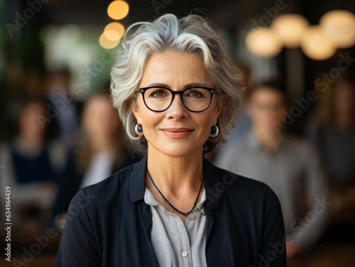 stading old businesswoman with confident 