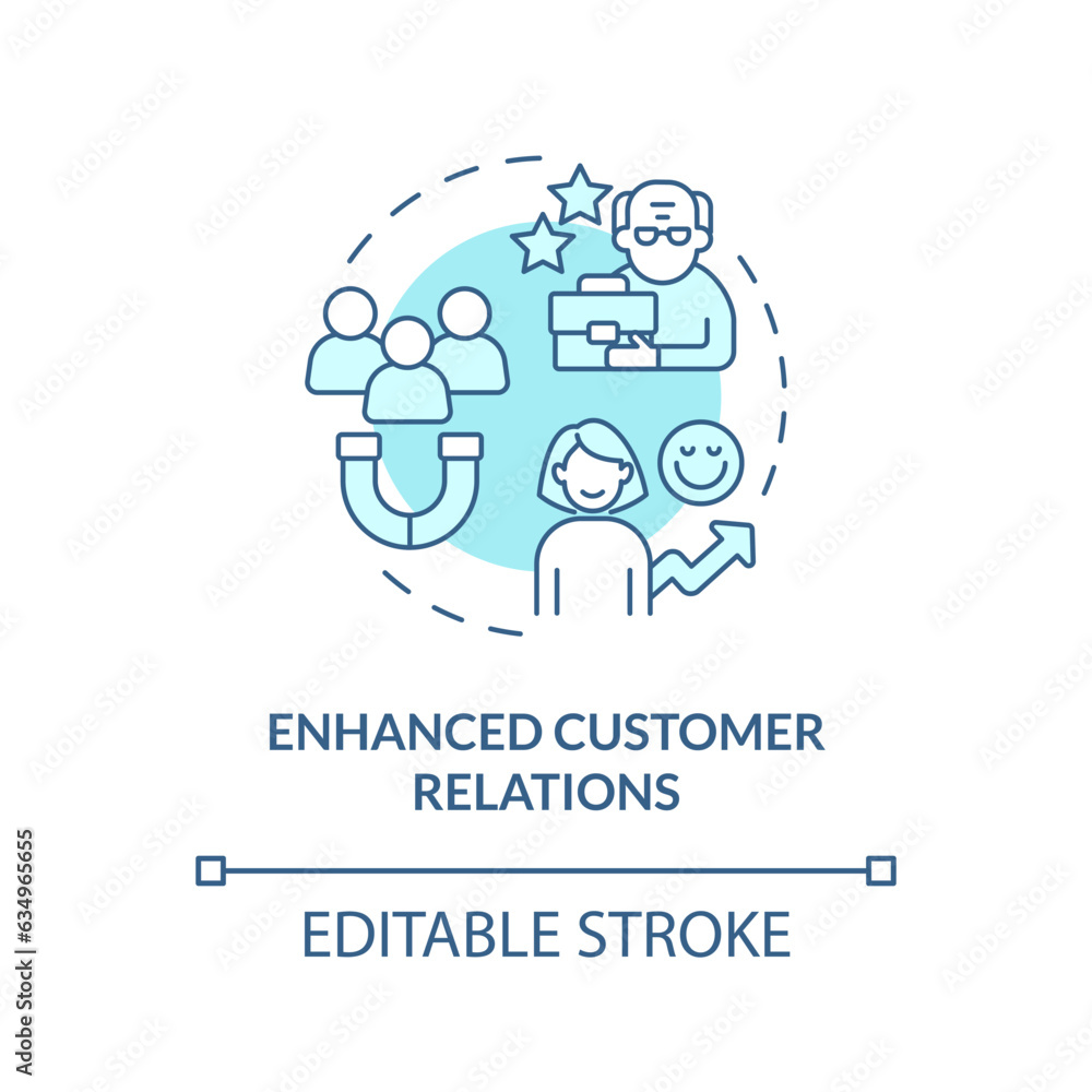2D editable enhanced customer relations thin line icon concept, isolated vector, blue illustration representing unretirement. 2D editable enhanced customer relations thin line icon concept, isolated vector, blue illustration representing unretirement.