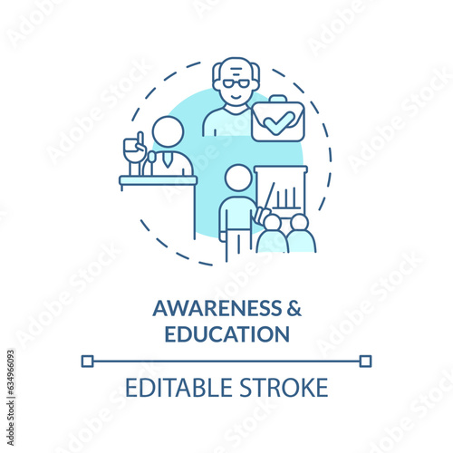 2D editable awareness and education thin line icon concept, isolated vector, blue illustration representing unretirement.