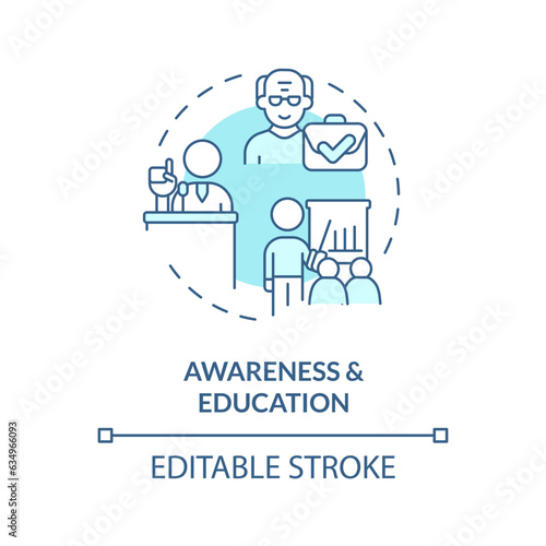 Wallpaper Mural 2D editable awareness and education thin line icon concept, isolated vector, blue illustration representing unretirement. Torontodigital.ca