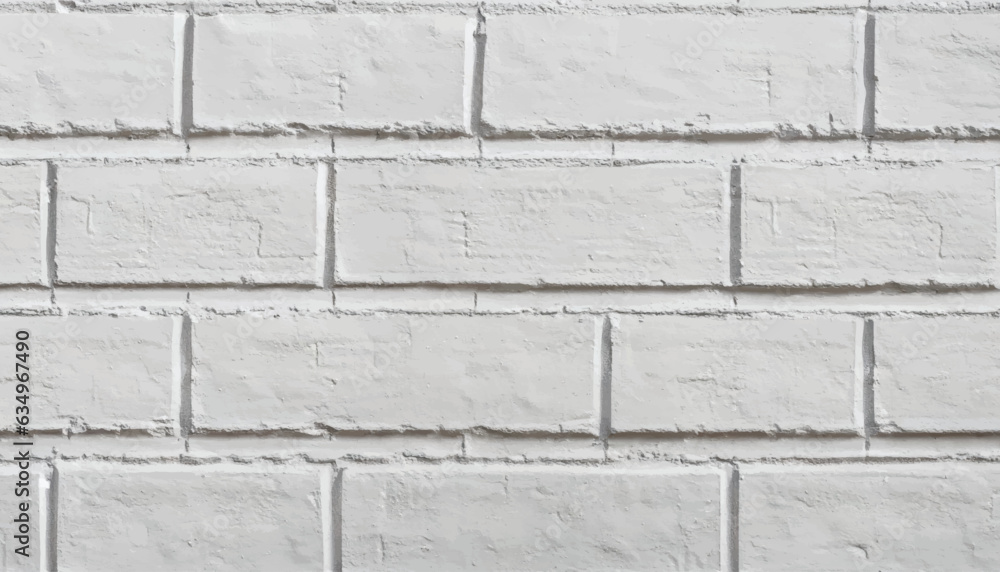 Naklejka premium Abstract white brick wall texture for pattern background. wide panorama picture vector illustration.