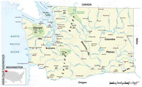 Vector map of the US state of Washington