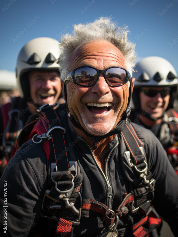 an old man skydiving
