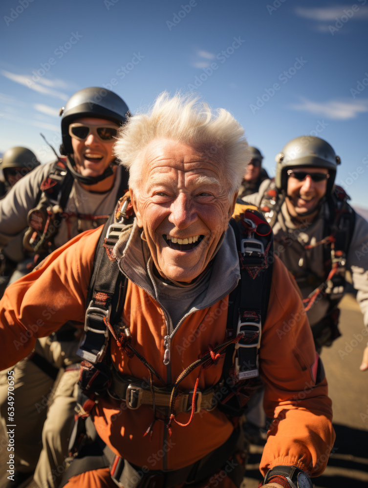 an old man skydiving