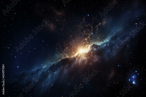 An impressive drawing of a falling star amidst a galaxy of stars. Generative AI photo