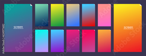 Soft pastel gradient smooth and vibrant color background set for devices, pc and modern smartphone screen soft pastel color backgrounds vector ux and ui design illustration