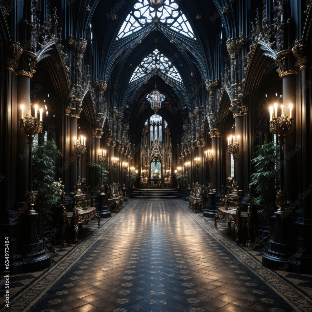  elegant dark Gothic hall 
