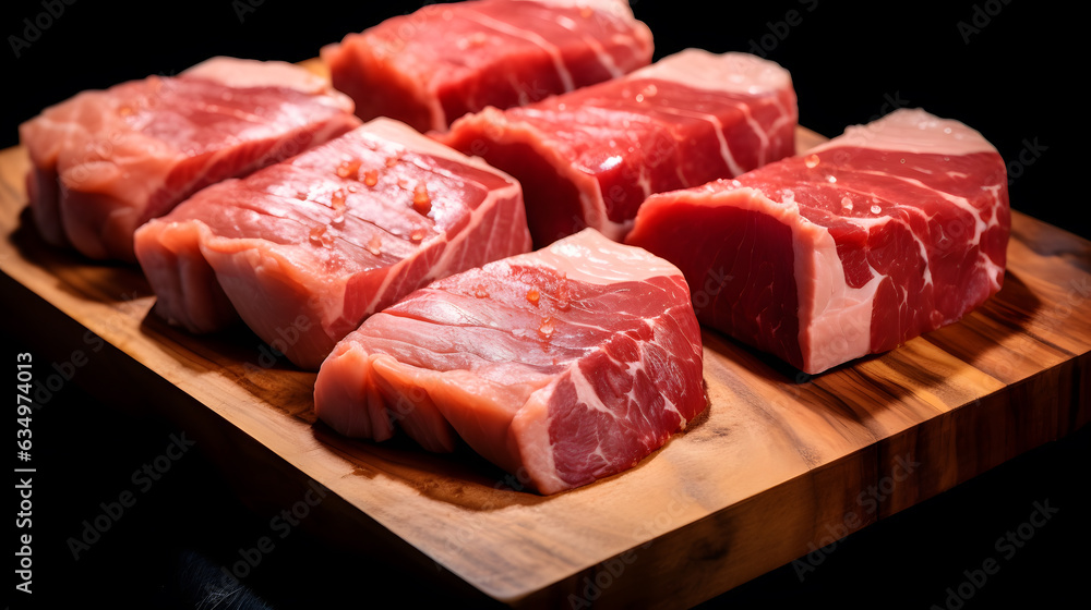 fresh slice meat on a chopping board