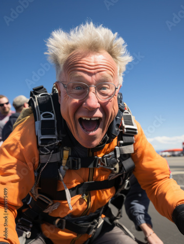 an old man skydiving © kalafoto