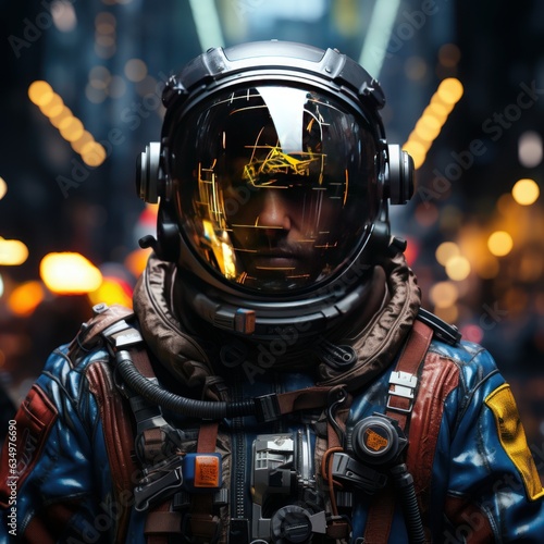 military in a space suit on a station in space