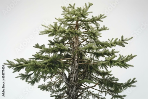 An illustrated spruce tree against a white background. Generative AI © Donald
