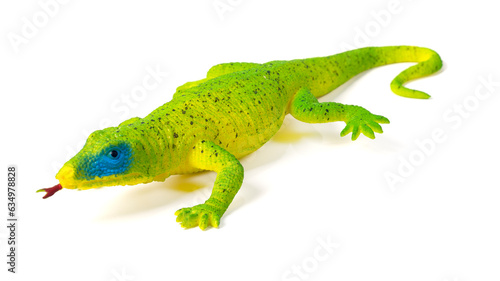 Plastic house lizard toy isolated on white background © Иван Грабилин