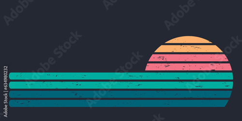 Sun 80s in retro style. Retro sunset collection